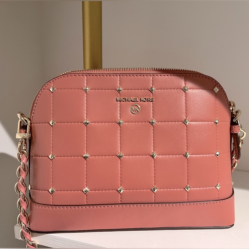 Michael Kors Quilted Studded Crossbody Bag in Pink